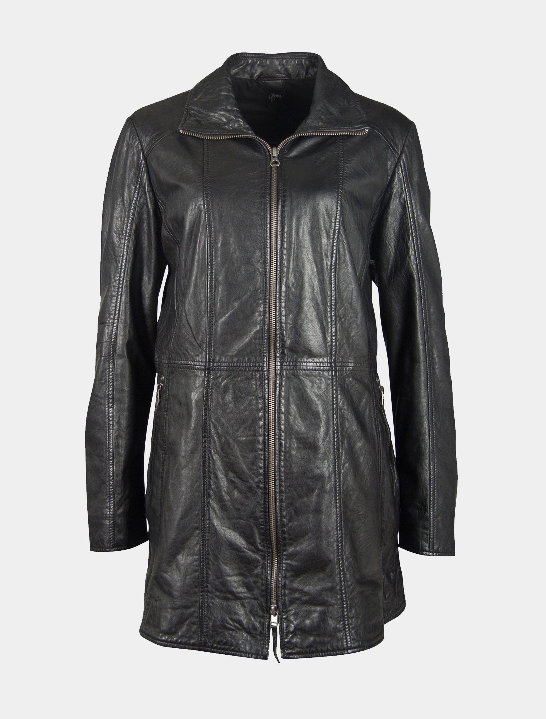 Damen Ledermantel Mantel aus Lammnappa im Comfort Fit - GGGeeske CF LAORV in schwarz