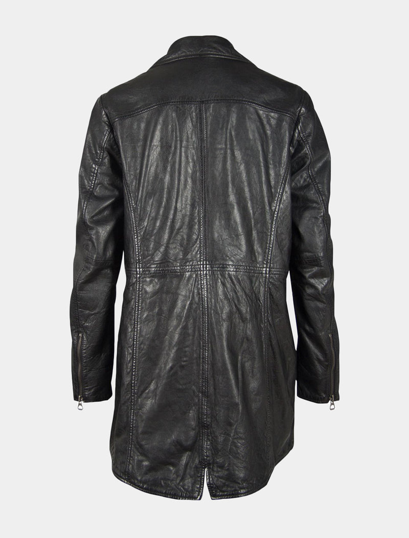 Damen Ledermantel Mantel aus Lammnappa im Comfort Fit - GGGeeske CF LAORV in schwarz