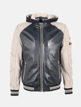 Herren Lederjacke Leder Blouson im Bikerstil - GMCrombo LAORV/LN in silver grey