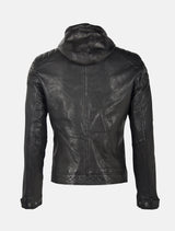 Bikerjacke Herren Lederjacke mit abnehmbarer Kapuze - GMDigo LAOV in schwarz