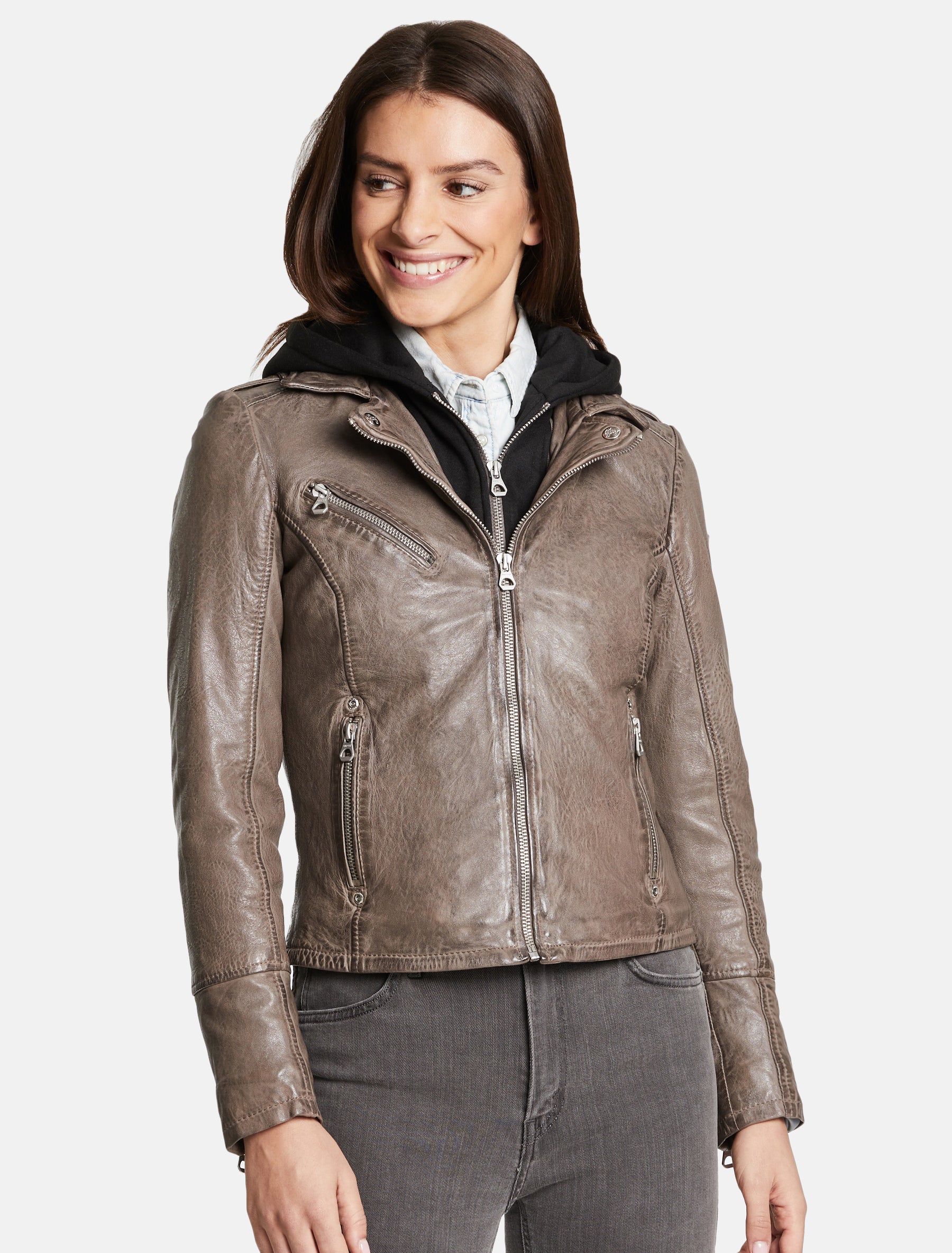 Biker Jacke Cecil Lederjacke Mit Kapuze Cecil Damen Echte