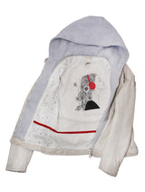 Slim Fit Bikerjacke für Damen mit Kapuze - Angy in off white