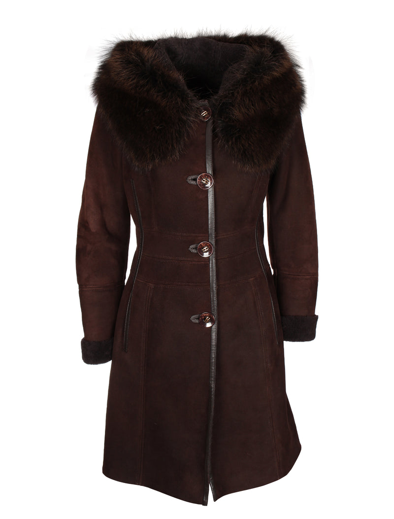 Toskana Damen Lammfelljacke - Lolus Siena in braun | S