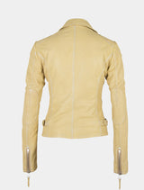 Damen Biker Lederjacke mit schrägem Reißverschluss - PGG S20 LABAGV in gelb