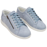 Damen Leder Sneaker Schuh Lederschuh (Nubuk) im sportlichen Stil - Presley Con in Halogen Blue
