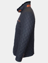 Gesteppte Winter Herren Lederjacke Steppjacke mit Lammfell gefüttert - Leno Lammfell in dunkelblau braun