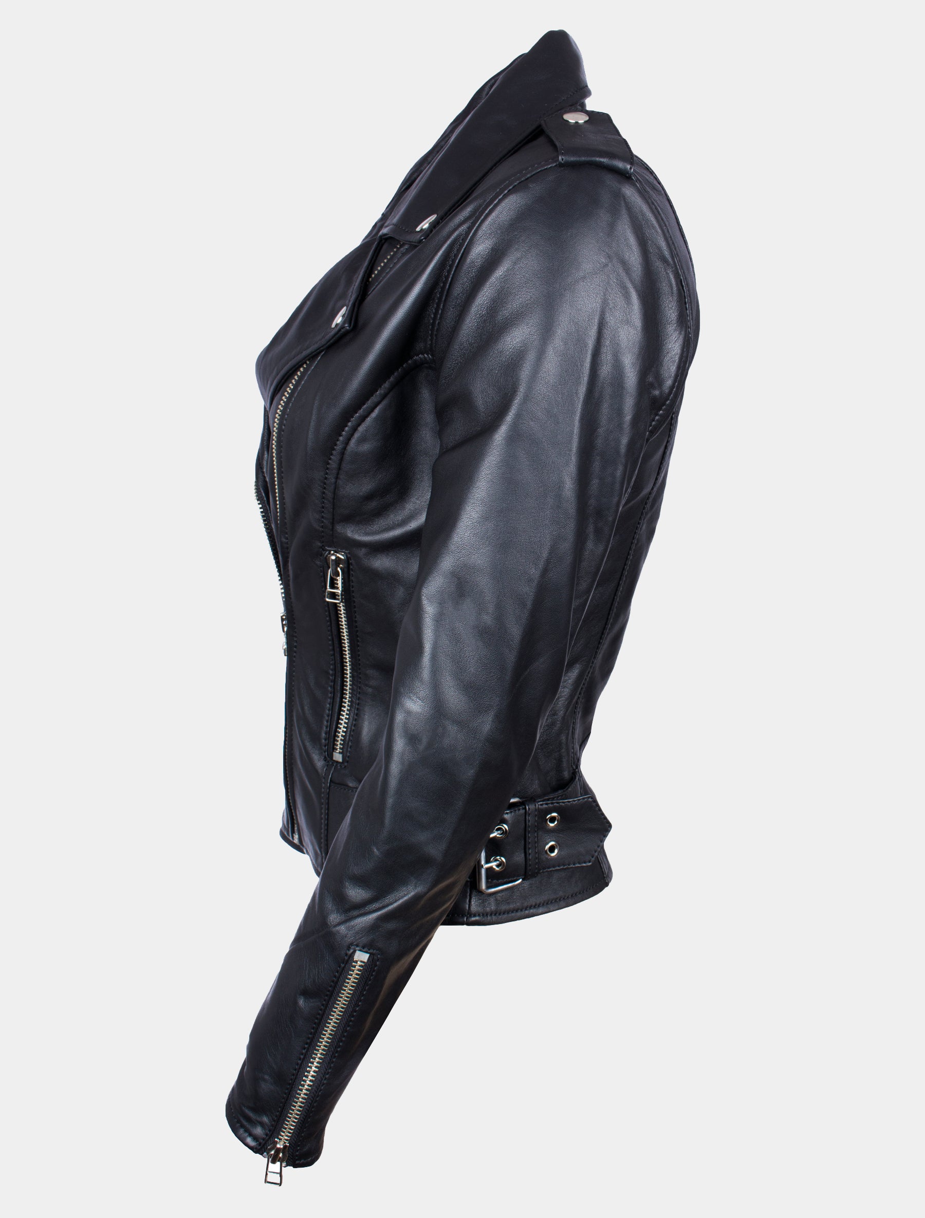 Damen Bikerjacke mit Riegel, Reißverschluss und Reverskragen - Alea in schwarz