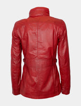 Lange Damen Lederjacke aus weichem Sheep Nappa - Angel in rot
