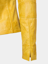 Damen Lederjacke im modischen Biker Stil - Giulia in lemon