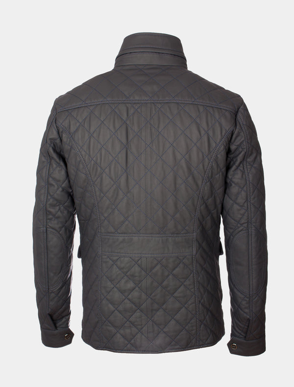 Herren Steppjacke aus weichem Lammleder - Jaro in dunkelblau