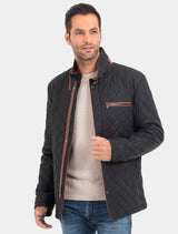 Gesteppte Herren Lederjacke Steppjacke aus Lamm Leder - Leno in schwarz braun