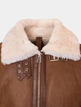 Herren Lammfelljacke mit hellem Lammfell - Vonrock in cognac