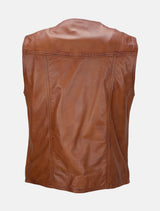 Herren Lederweste aus weichem Lammnappa Leder - Ludwig in dark cognac
