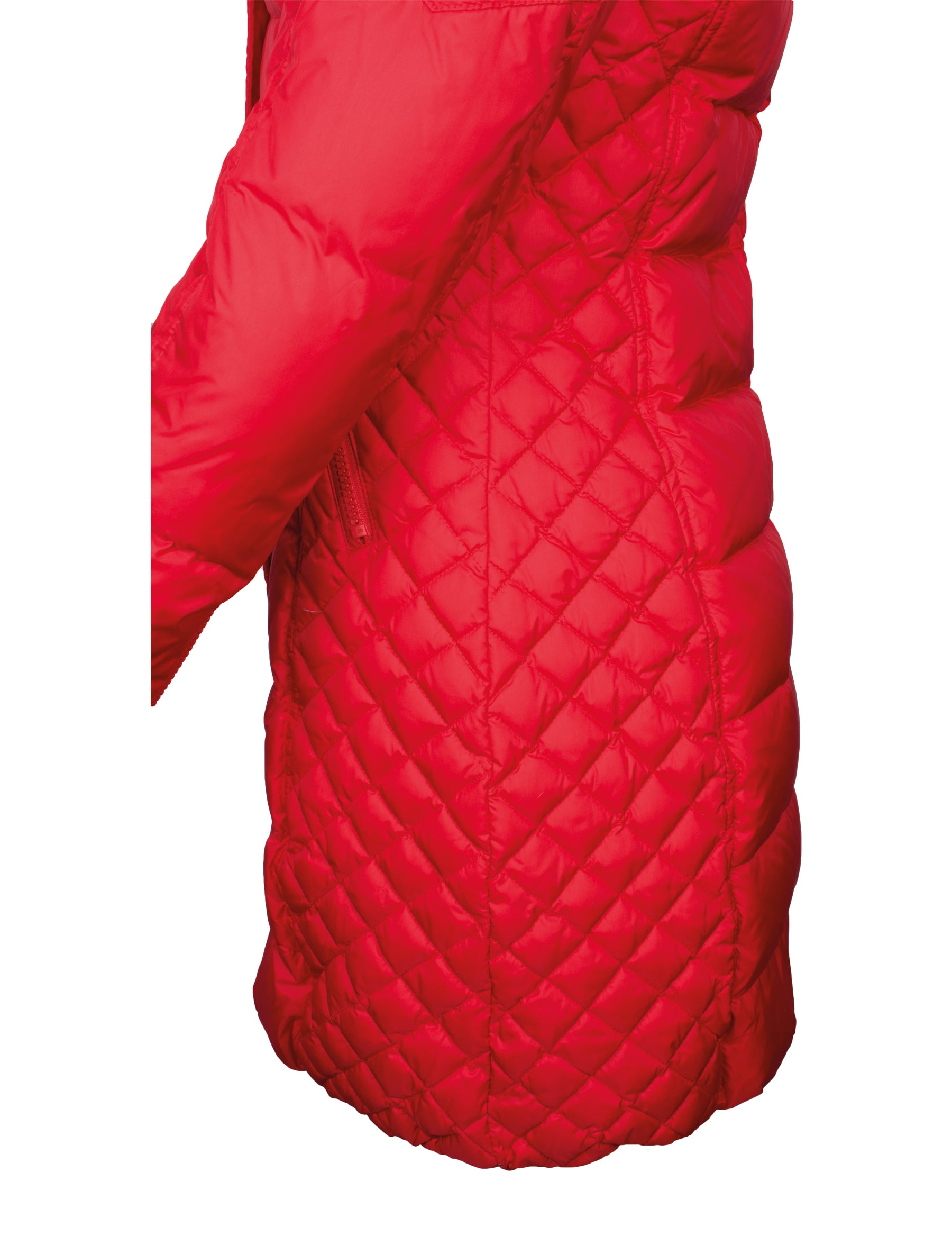 Damen Daunenmantel mit abnehmbarer Echtfell Kapuze - Beam in bright red/natural