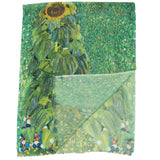 Damen Schal mit Sonnenblumen Muster und kurzen Fransen - Lucy P1 in grün