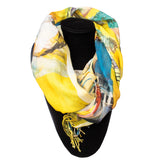 Damen Schal farblich gemustert und mit Fransen - Kalea S1 in gelb